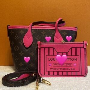 Brown & Pink Reversible Women's Bag Set